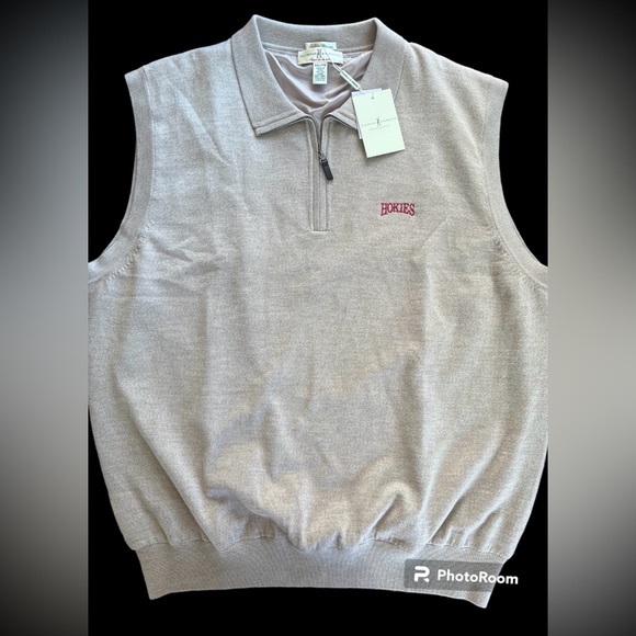 Fairway & Greene Virginia Tech Hokies Men's Merino Wool 1/4 Zip Sleeveless Vest - Picture 9 of 9